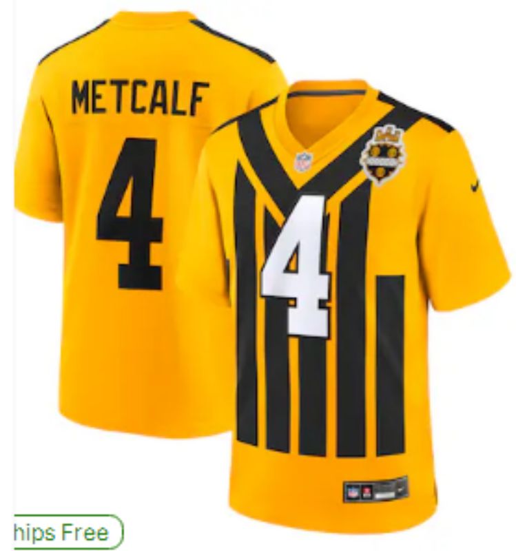 Men 2025 Pittsburgh Steelers #4 Metcalf Yellow Retro Nike Limited NFL Jersey style 01->pittsburgh steelers->NFL Jersey